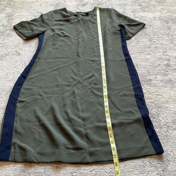 Ann Taylor Green Shift T Shirt Dress with Blue Side Stripe Lagenlook Sz 10 - Picture 9 of 13
